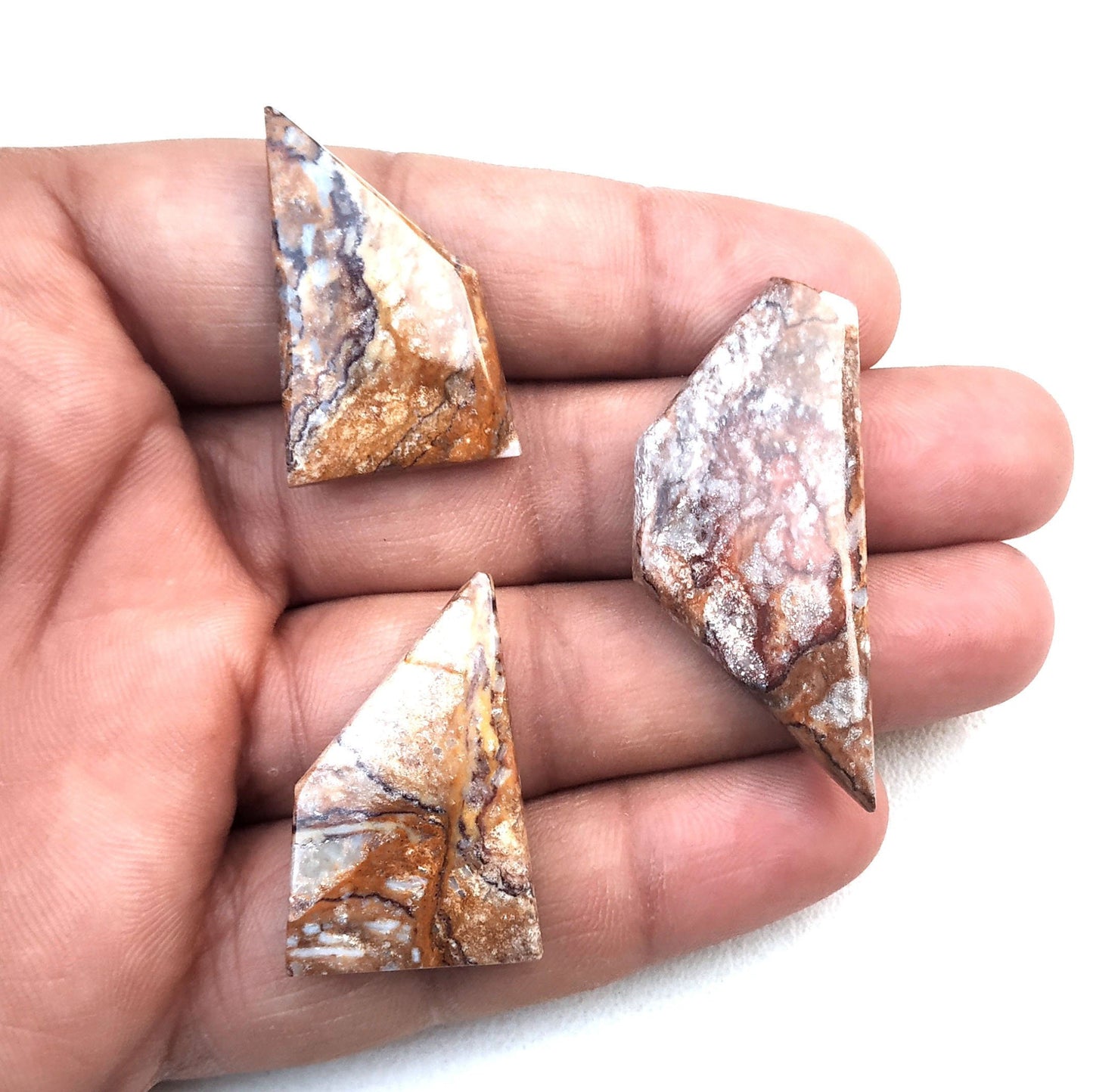 Very Nice Collection 3 Pieces Natural Ocean Jasper,Fancy shape Cabochon,Size 18x30-20x46 M,Loose Gemstone Cabochon,Making Jewelry Wholesale