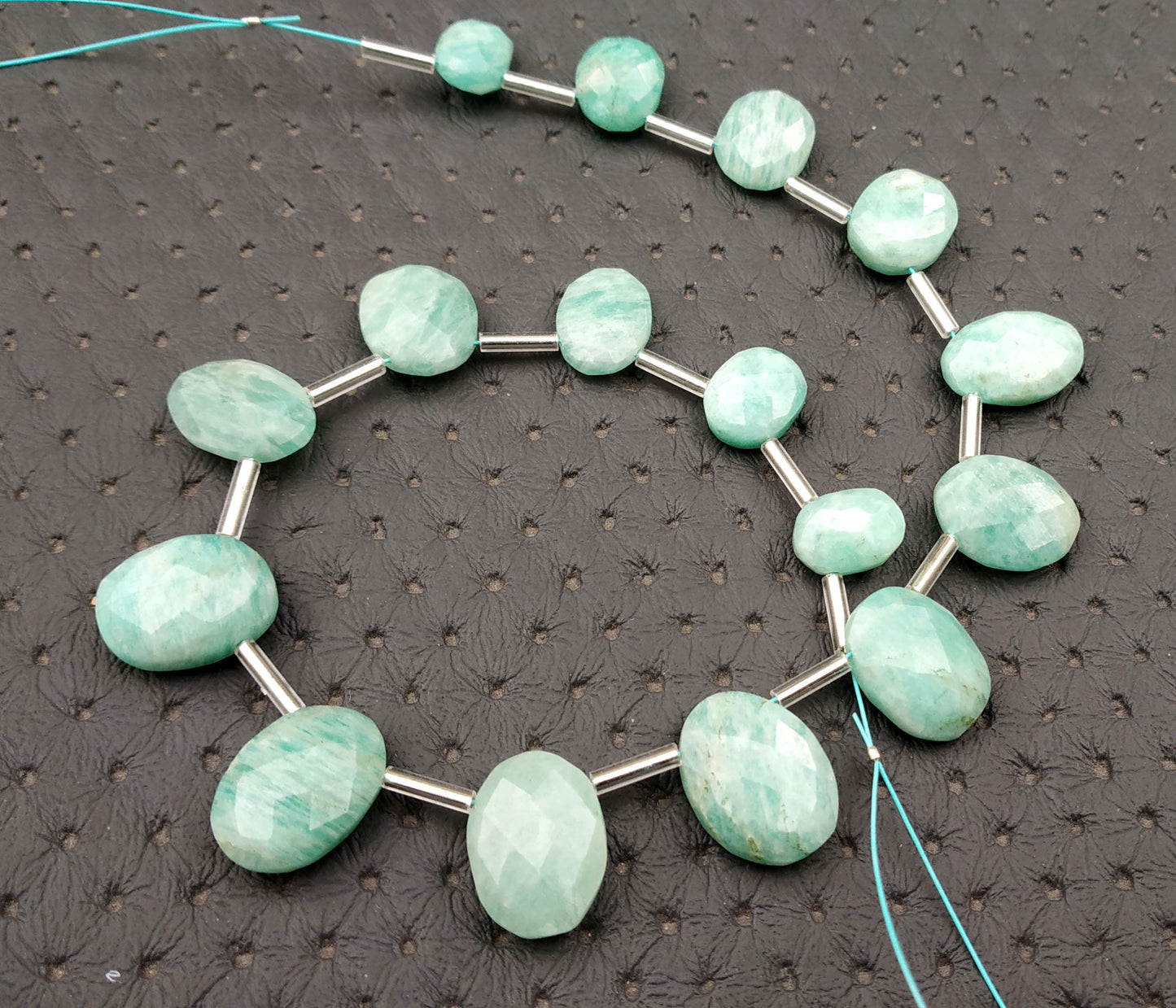 Discounted Offer Natural Amazonite Gemstone Briolette Beads Faceted oval Shape Size 7x9-11x14 MM 16 Pieces Making Jewelry Wholesale Price