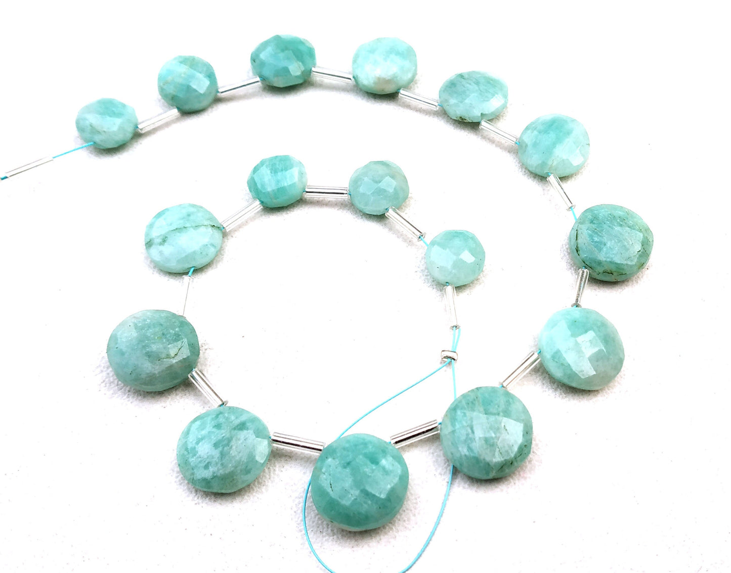 Trending Offer Natural Amazonite Gemstone Briolette Beads Faceted Coin Shape Size 9-13 MM 16 Pieces Green Stone Making Jewelry Wholesale