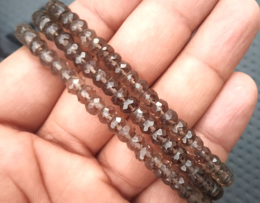 13" Long Strand High Quality Natural Smoky Gemstone Faceted Rondelle Beads Size 5.5-6 MM Smoky Quartz Beads Making Jewelry Wholesale Price