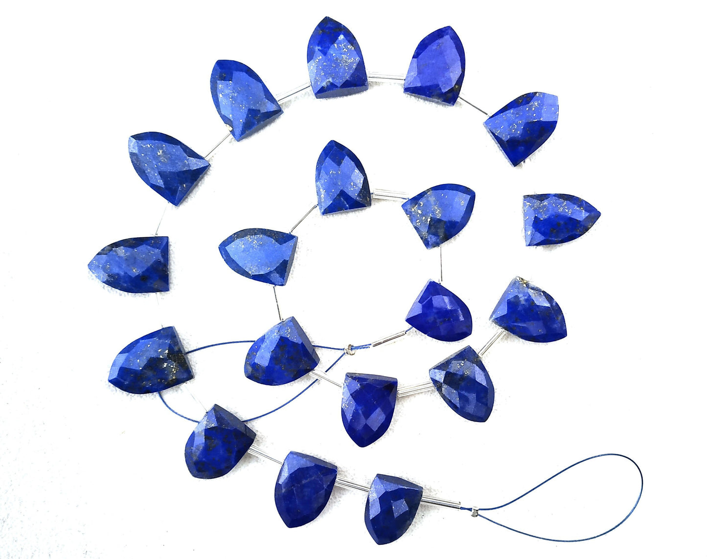 19 Pieces Brilliant value Natural Genuine Lapis Lazuli Gemstone Faceted Half Marquise Shape Size 9x13-10x14 MM Royal Blue Briolette Beads