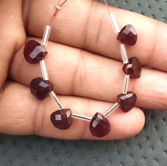 Awesome Quality Natural Red Garnet Gemstone 7 Piece Faceted Heart Shape Size 7-8 MM Approx January Birthstone Making Jewelry Wholesale Price