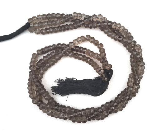 13" Long Strand Good Quality Natural Smoky Gemstone Faceted Rondelle Beads Size 4-4.5 MM Approx Smoky Quartz Bead Making Jewelry Wholesale