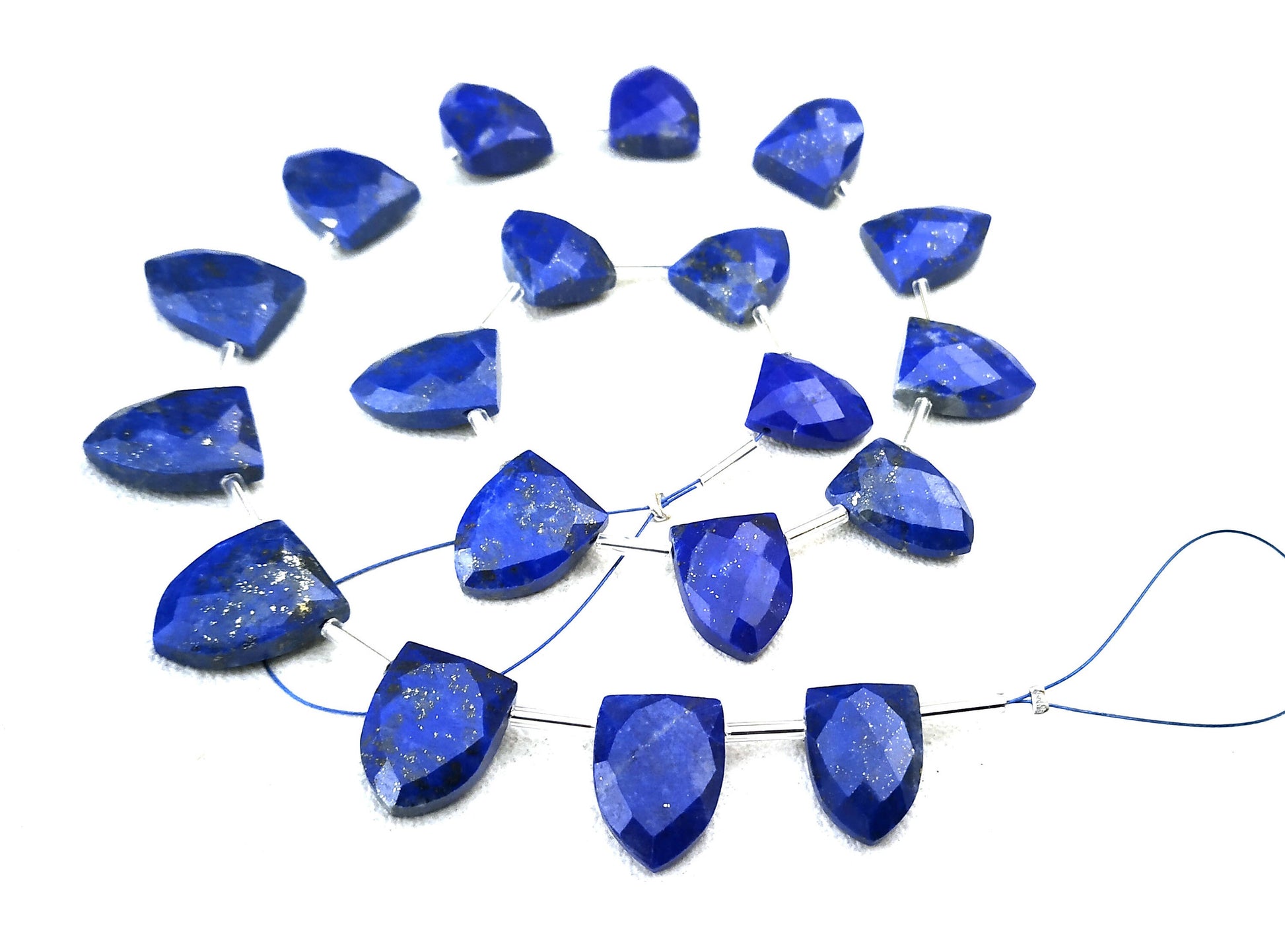 19 Pieces Brilliant value Natural Genuine Lapis Lazuli Gemstone Faceted Half Marquise Shape Size 9x13-10x14 MM Royal Blue Briolette Beads