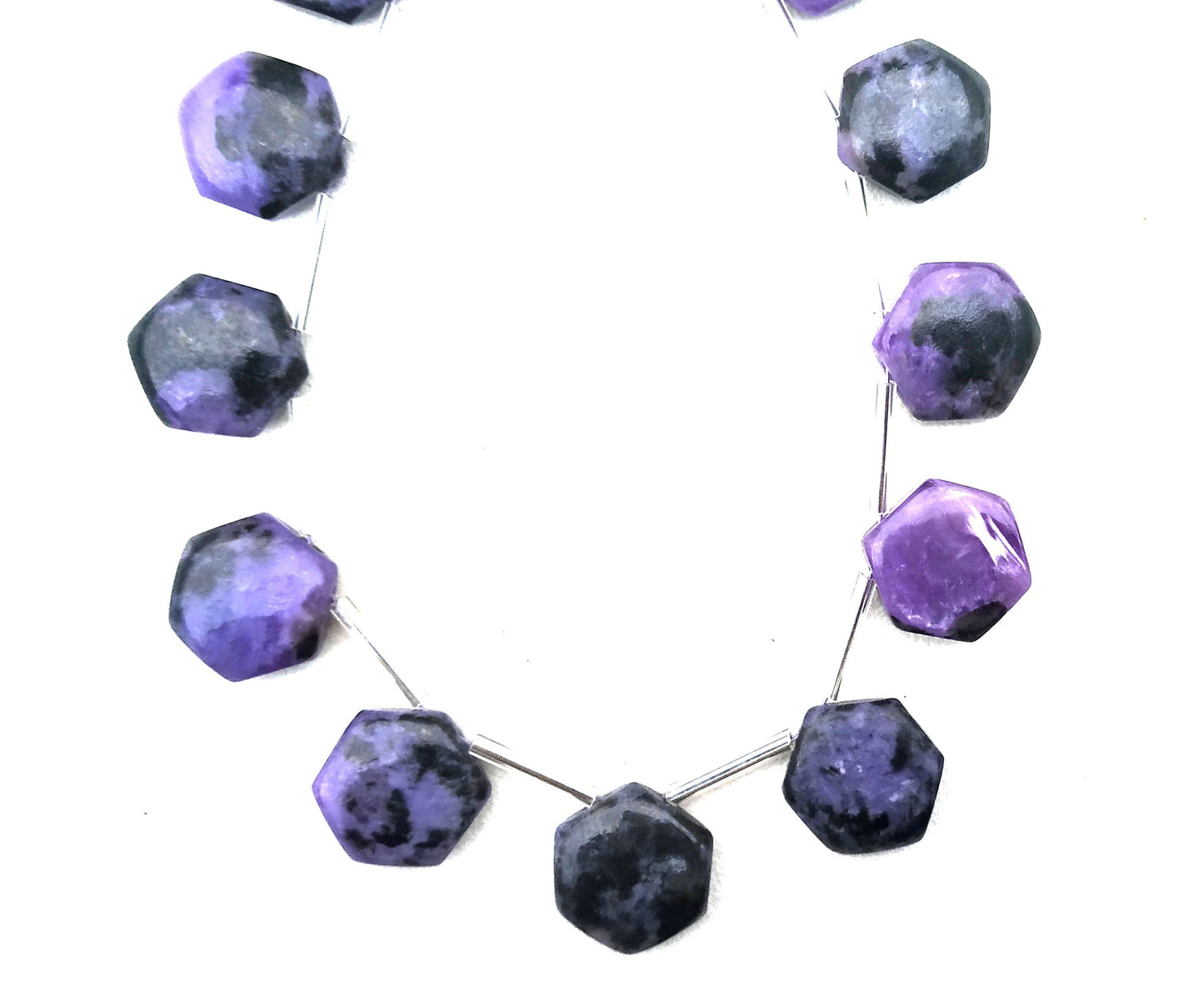 Gorgeous Gemstone 1 Strand Natural Charoite Stone,13 Pieces Hexagon Shape Smooth Briolette Beads Size 13-14 MM Making Jewelry Wholesale Rate