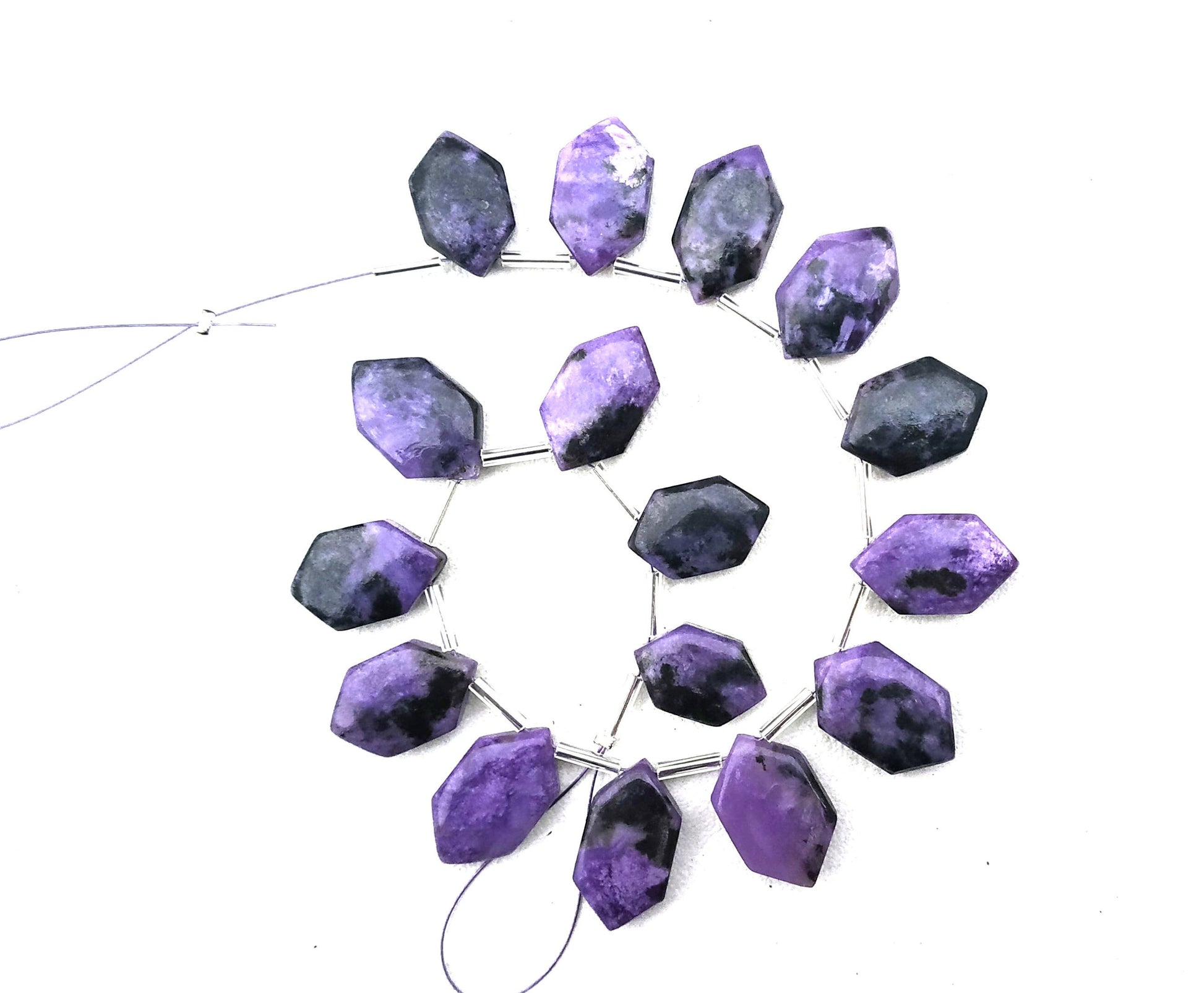 All Great 16 Pieces Natural Charoite Gemstone,Designer Fancy Shape Smooth Briolette Beads, Size 9x14.5-10x17 MM Making Jewelry Wholesale