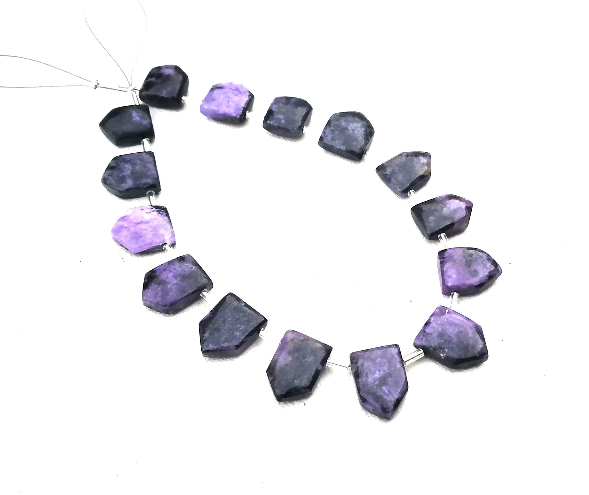 Amazing Quality 1 Strand Natural Charoite Gemstone,15 Piece Pentagon Shape Smooth Briolette Bead Size 9x11-10x14 MM Making Jewelry Wholesale