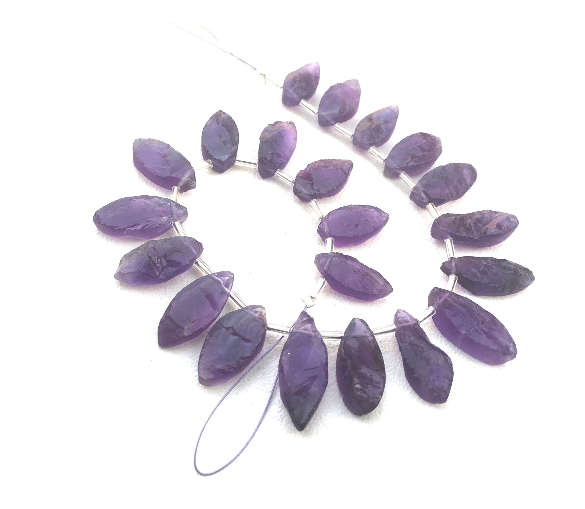 21 Pieces Natural Amethyst Rough Gemstone,Marquise Shape Raw,Size 7x14-9x18 MM UNPOLISHED Rough February Birth Making Jewelry Wholesale Rate