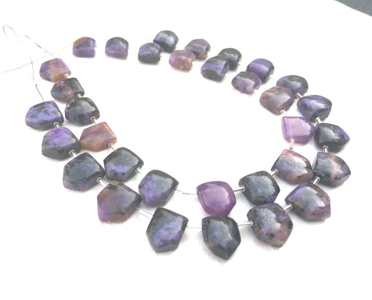 16 Pieces 1 Strand Natural Charoite Gemstone, Best Quality Pentagon Shape Smooth Briolette Bead Size 8x12-11x13 MM Making Jewelry Wholesale