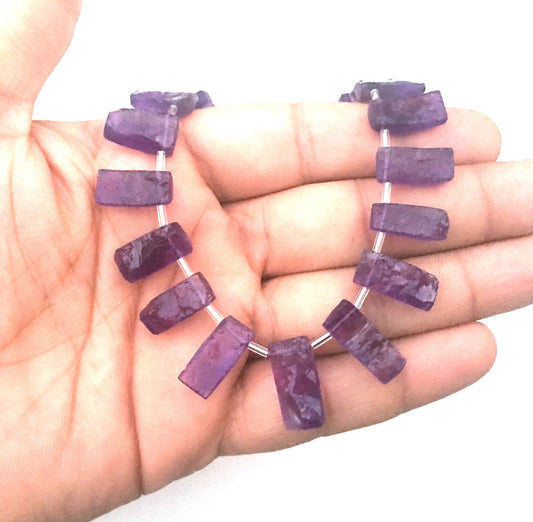 AAA Quality 1 Strand Natural Blue Amethyst Gemstone,Uneven Rectangle Shape Rough Size 7x14-8x18 MM Making Birthstone Jewelry Wholesale Price