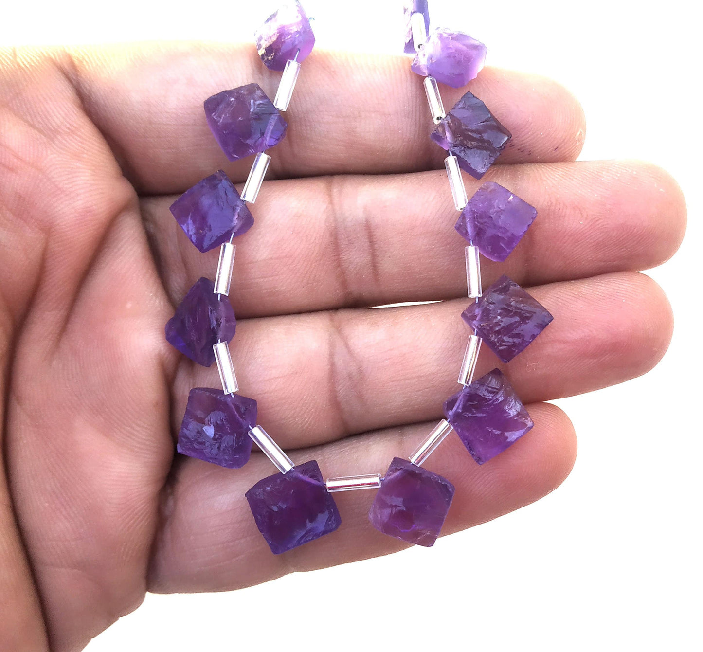 Immaculate Gems Natural Blue Amethyst Gemstone,Uneven Square Shape Rough,13 Pieces Size 8-10 MM Making Birthstone Jewelry Wholesale Price