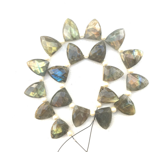 18 Pieces Natural Labradorite Gemstone Briolette Beads Half Marquise Shape Size 11x14-12x15 MM,Faceted Gemstone Making Jewelry Wholesale