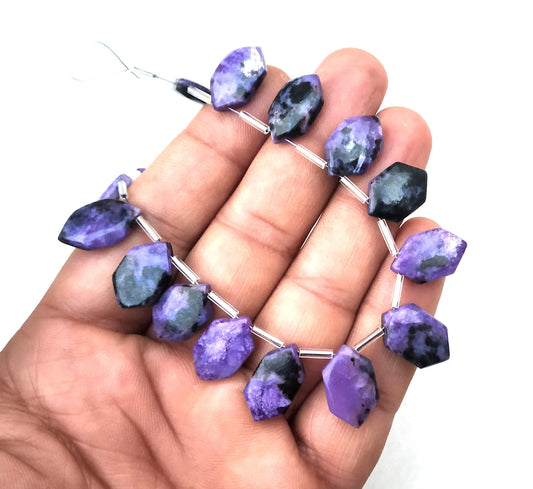 All Great 16 Pieces Natural Charoite Gemstone,Designer Fancy Shape Smooth Briolette Beads, Size 9x14.5-10x17 MM Making Jewelry Wholesale