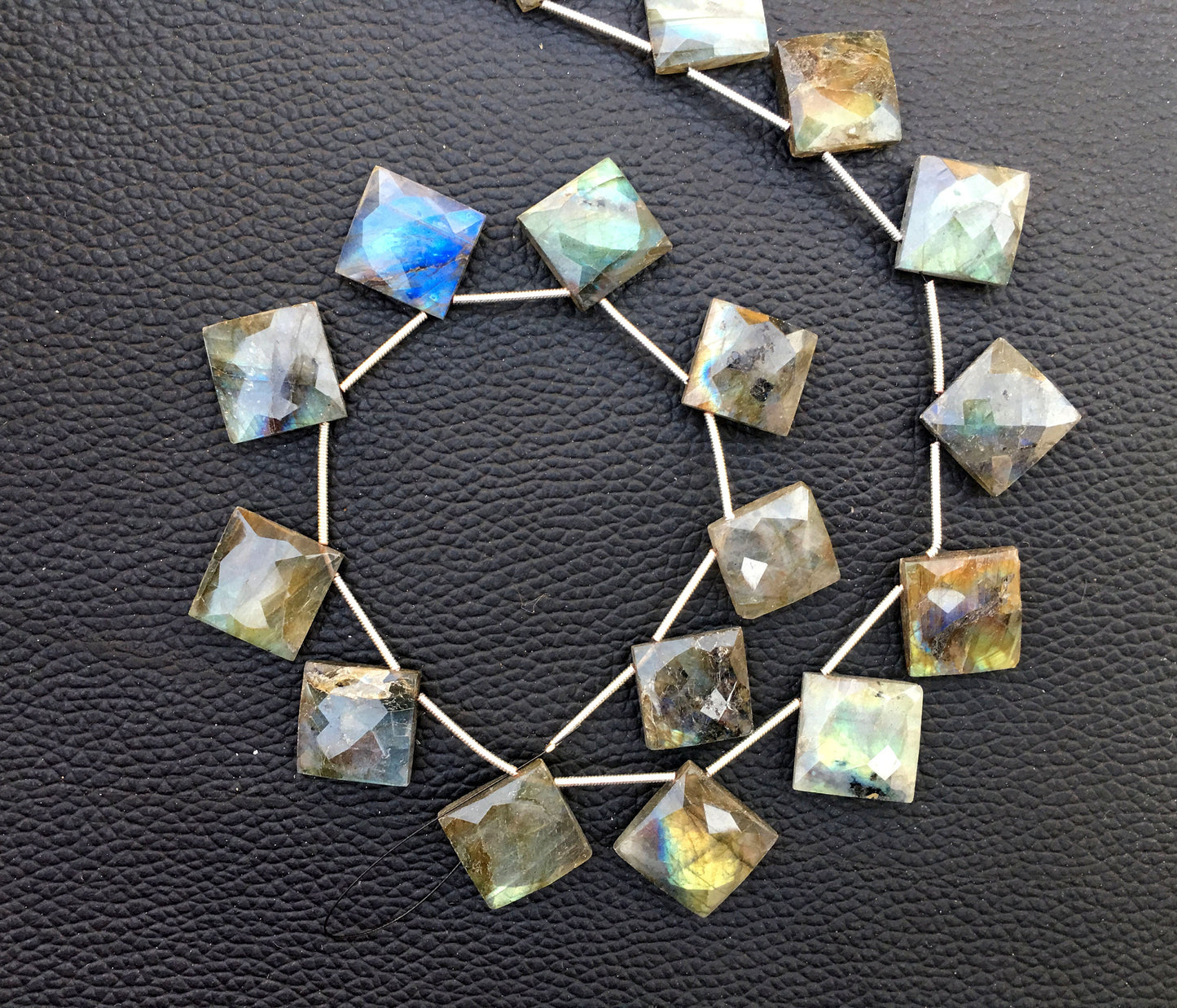 Amazing Quality 1 Strand Natural Labradorite Gemstone,19 Pieces Faceted Square Shape Size 14-16 MM Blue Flash Making Jewelry Wholesale Rate