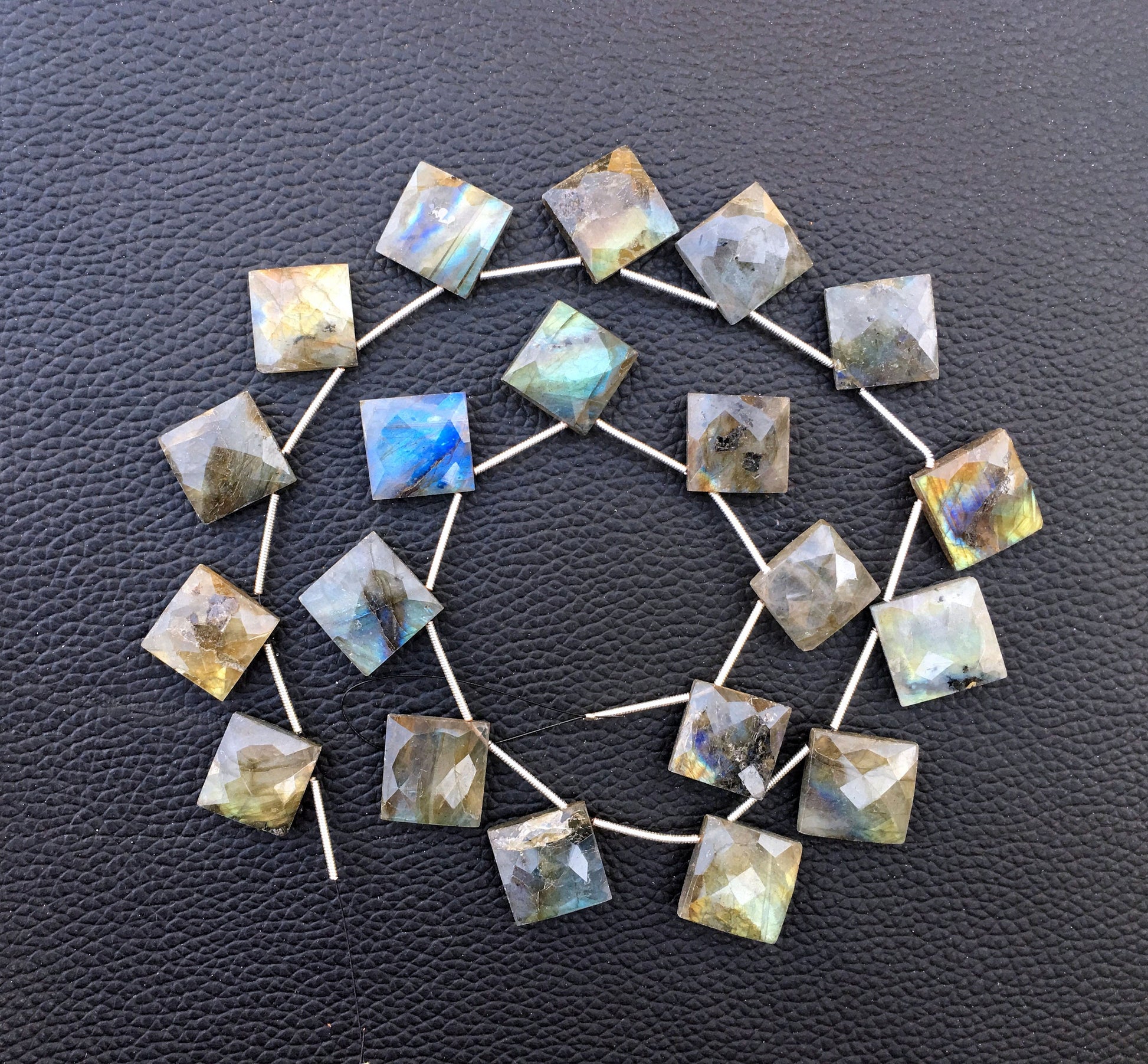 Amazing Quality 1 Strand Natural Labradorite Gemstone,19 Pieces Faceted Square Shape Size 14-16 MM Blue Flash Making Jewelry Wholesale Rate