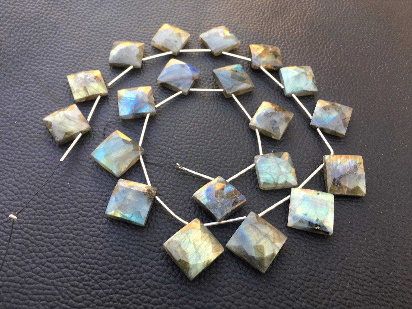 Amazing Quality 1 Strand Natural Labradorite Gemstone,19 Pieces Faceted Square Shape Size 14-16 MM Blue Flash Making Jewelry Wholesale Rate