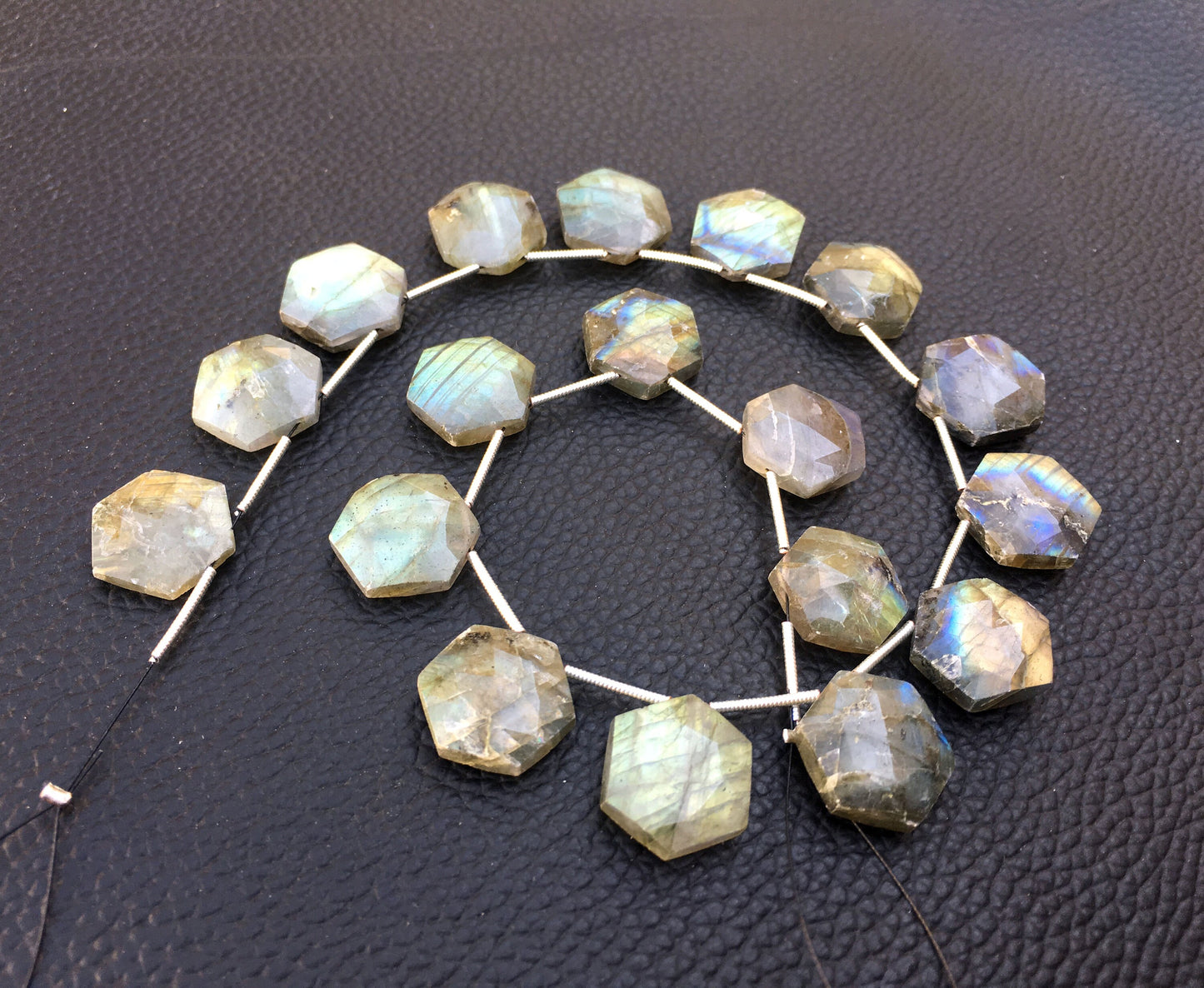 Wonderful Quality 1 Strand Natural Labradorite Hexagon Shape,Blue Flash,Size 13-14 MM,18 Piece Briolette Beads,Making Jewelry Wholesale Rate