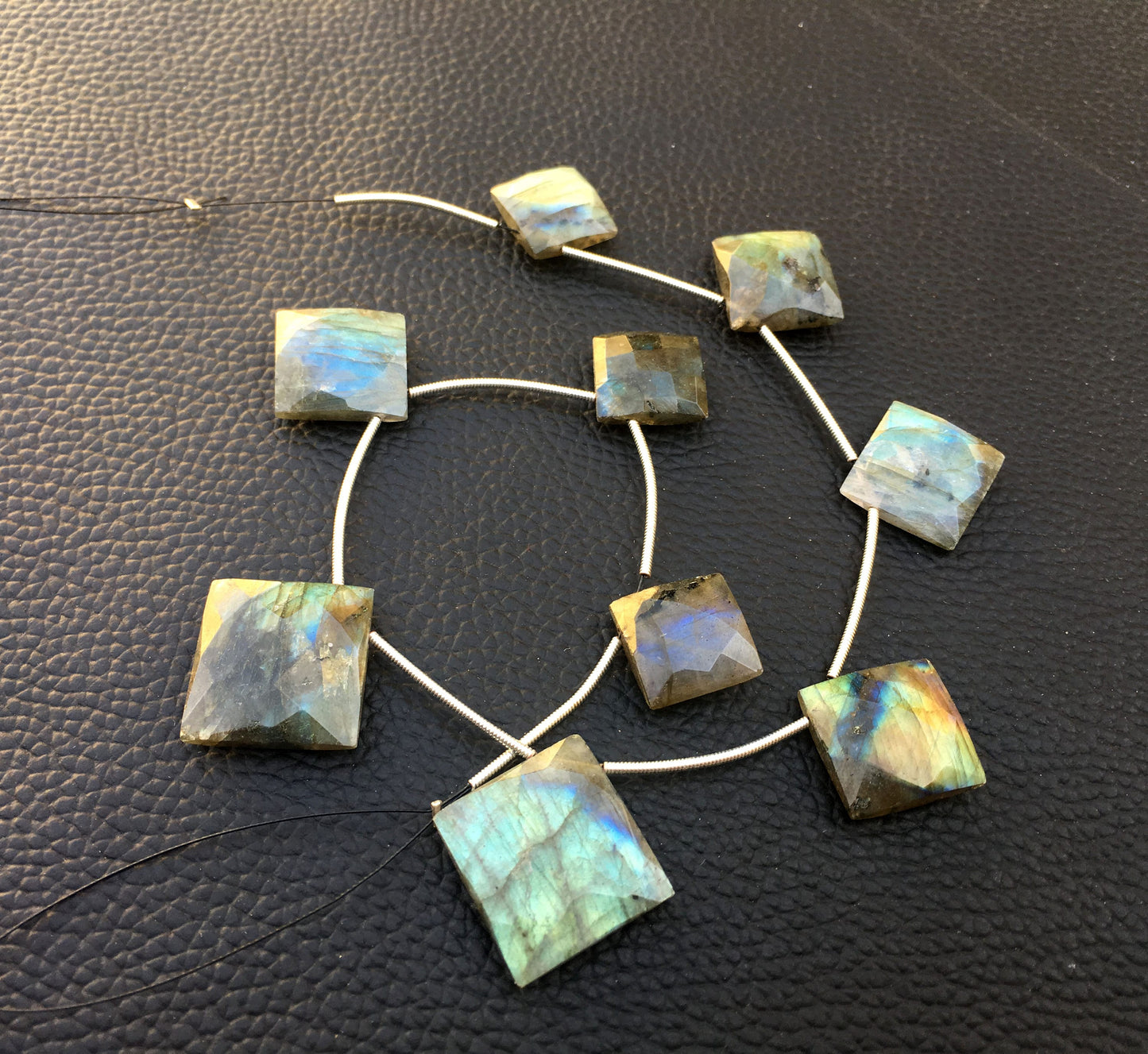 Awesome Quality 1 Strand Natural Labradorite,Faceted Square Shape Blue Flash,Size 13-17 MM,9 Piece Briolette Beads,Making jewelry Wholesale