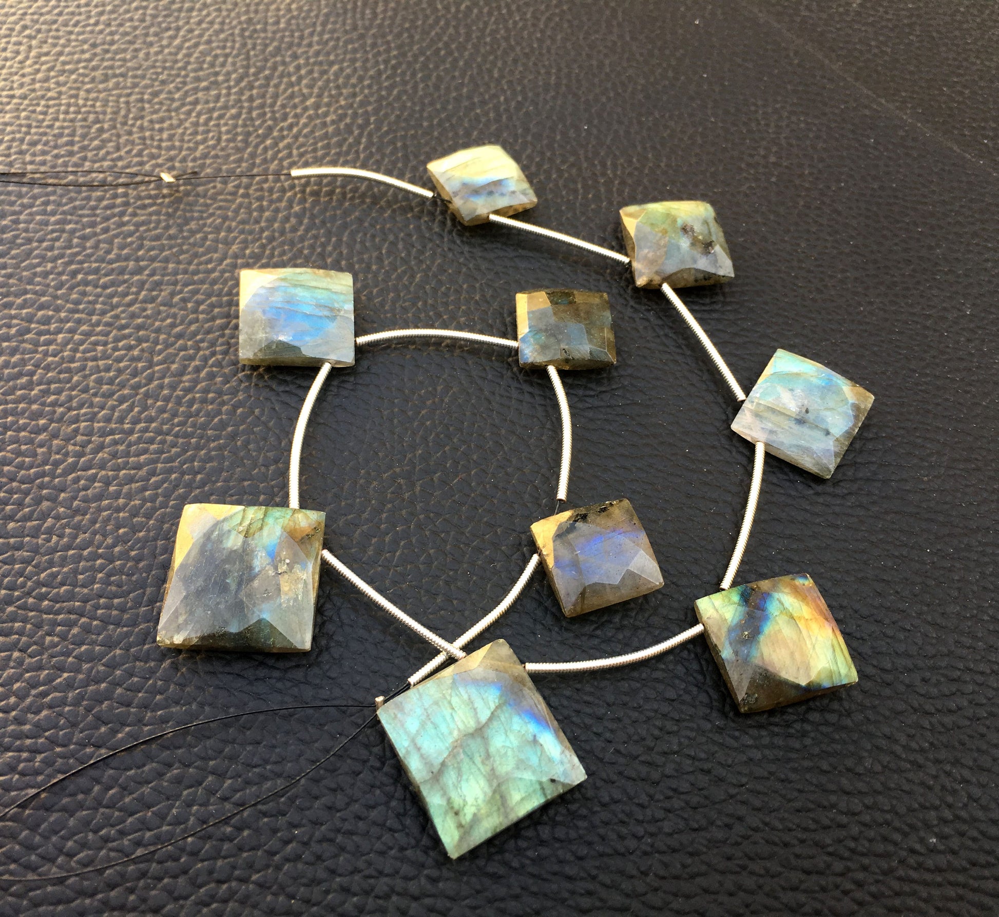 Awesome Quality 1 Strand Natural Labradorite,Faceted Square Shape Blue Flash,Size 13-17 MM,9 Piece Briolette Beads,Making jewelry Wholesale