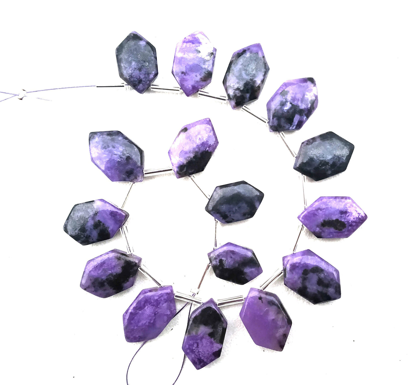 All Great 16 Pieces Natural Charoite Gemstone,Designer Fancy Shape Smooth Briolette Beads, Size 9x14.5-10x17 MM Making Jewelry Wholesale