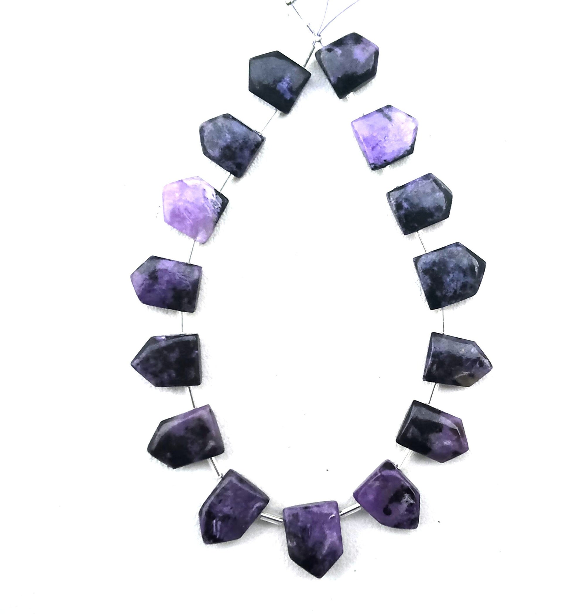 Amazing Quality 1 Strand Natural Charoite Gemstone,15 Piece Pentagon Shape Smooth Briolette Bead Size 9x11-10x14 MM Making Jewelry Wholesale