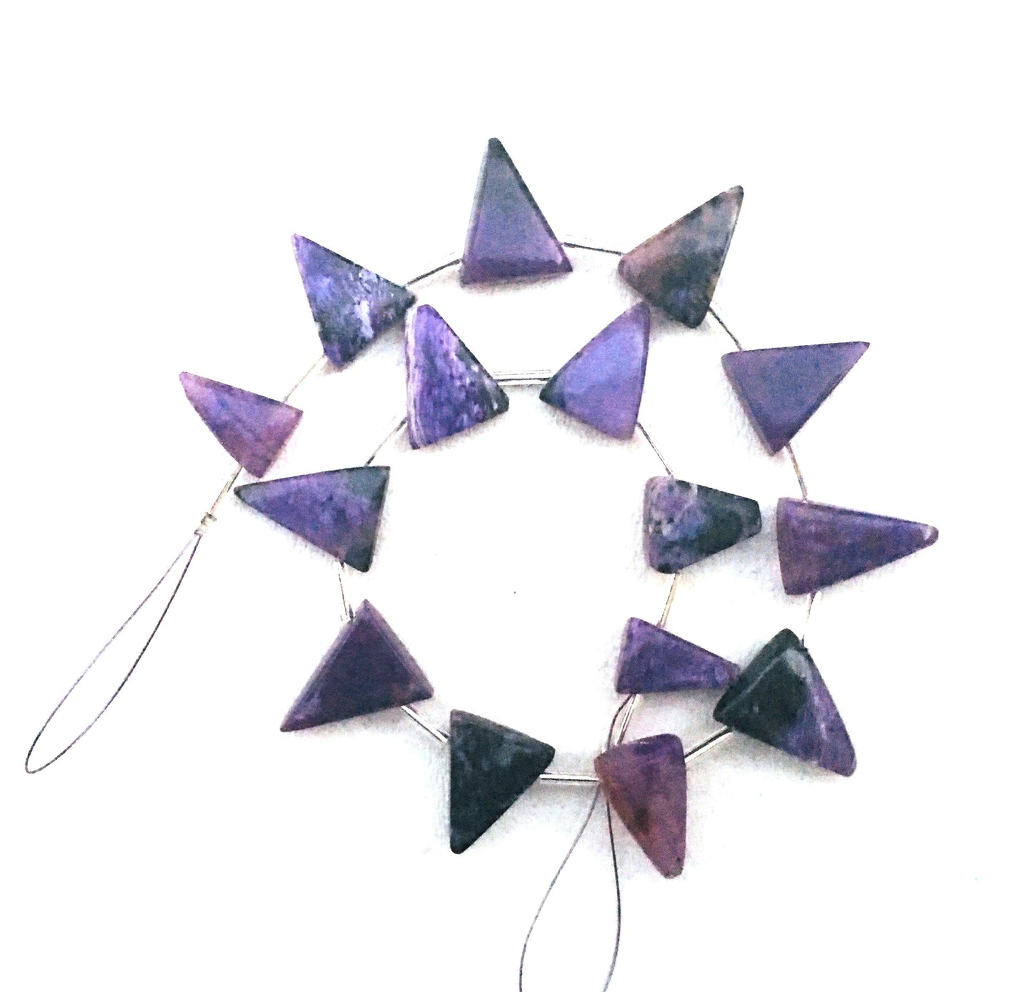 15 Pieces Natural Charoite Gemstone,Smooth Triangle Shape Briolette Beads,Size 9x13-13x17 MM Making Smooth Gemstone Jewelry Wholesale Rate