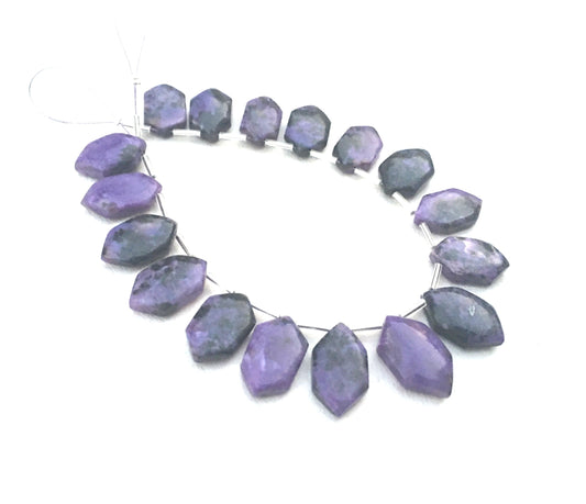 17 Pieces Natural Charoite Gemstone,Designer Fancy Shape Smooth Briolette Beads,Super Fine Quality 11x17-12x19 MM Making Jewelry Wholesale