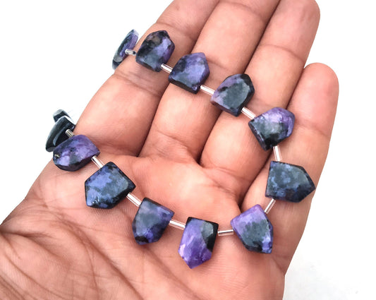 Amazing Quality 1 Strand Natural Charoite Gemstone,15 Piece Pentagon Shape Smooth Briolette Bead Size 9x11-10x14 MM Making Jewelry Wholesale