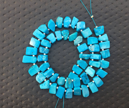 Sky Blue Gems Natural Turquoise Gemstone,Uneven Shape Rough, Side Drilled 52 Piece Size 6x8-7x10 MM Genuine Quality Making Jewelry Wholesale