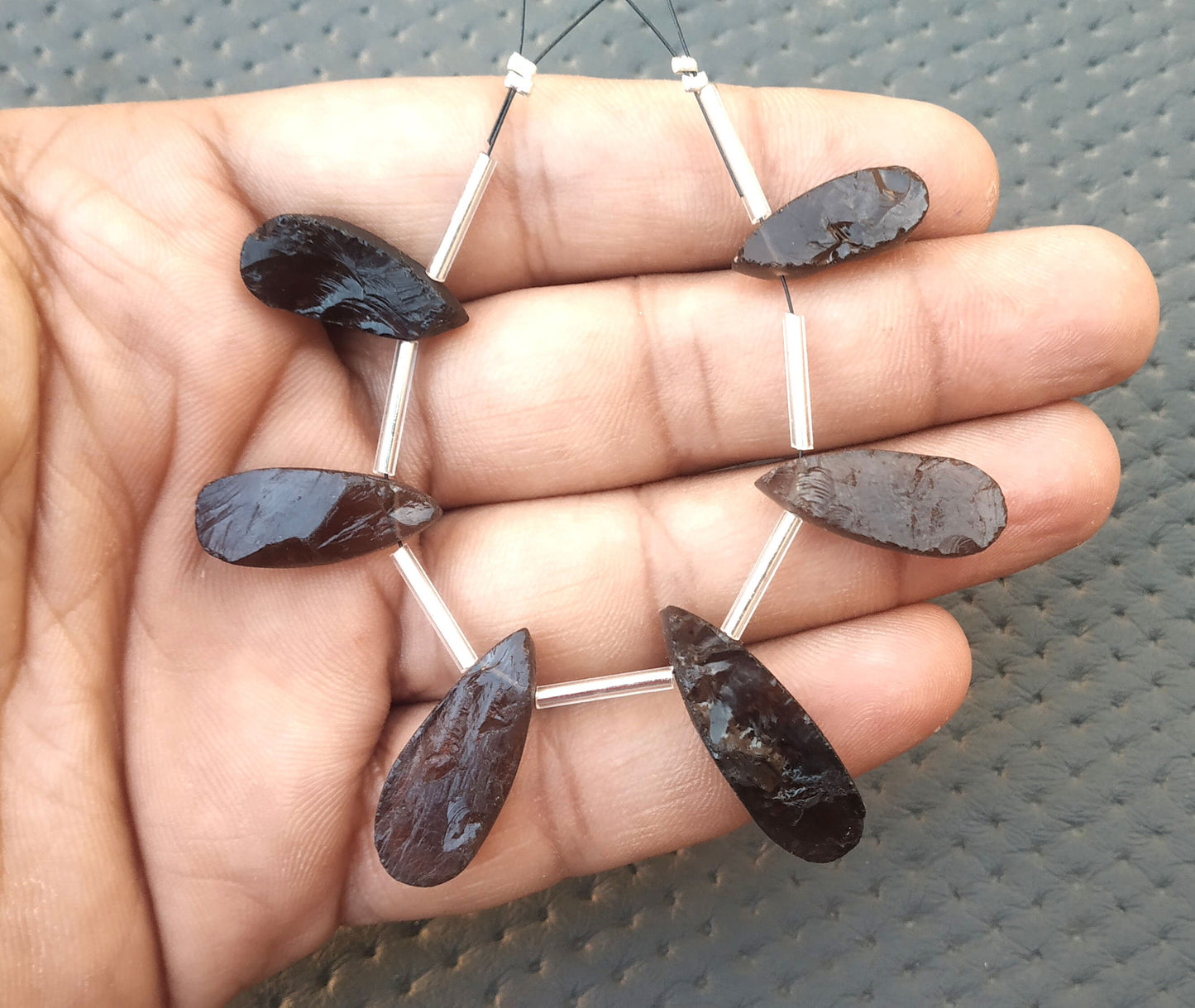 6 Pieces Natural Smoky Quartz Gemstone,Uneven Pear Shape Rough Super Quality Size 7x19-9x27 MM,Back side Flat Making jewelry Wholesale Price