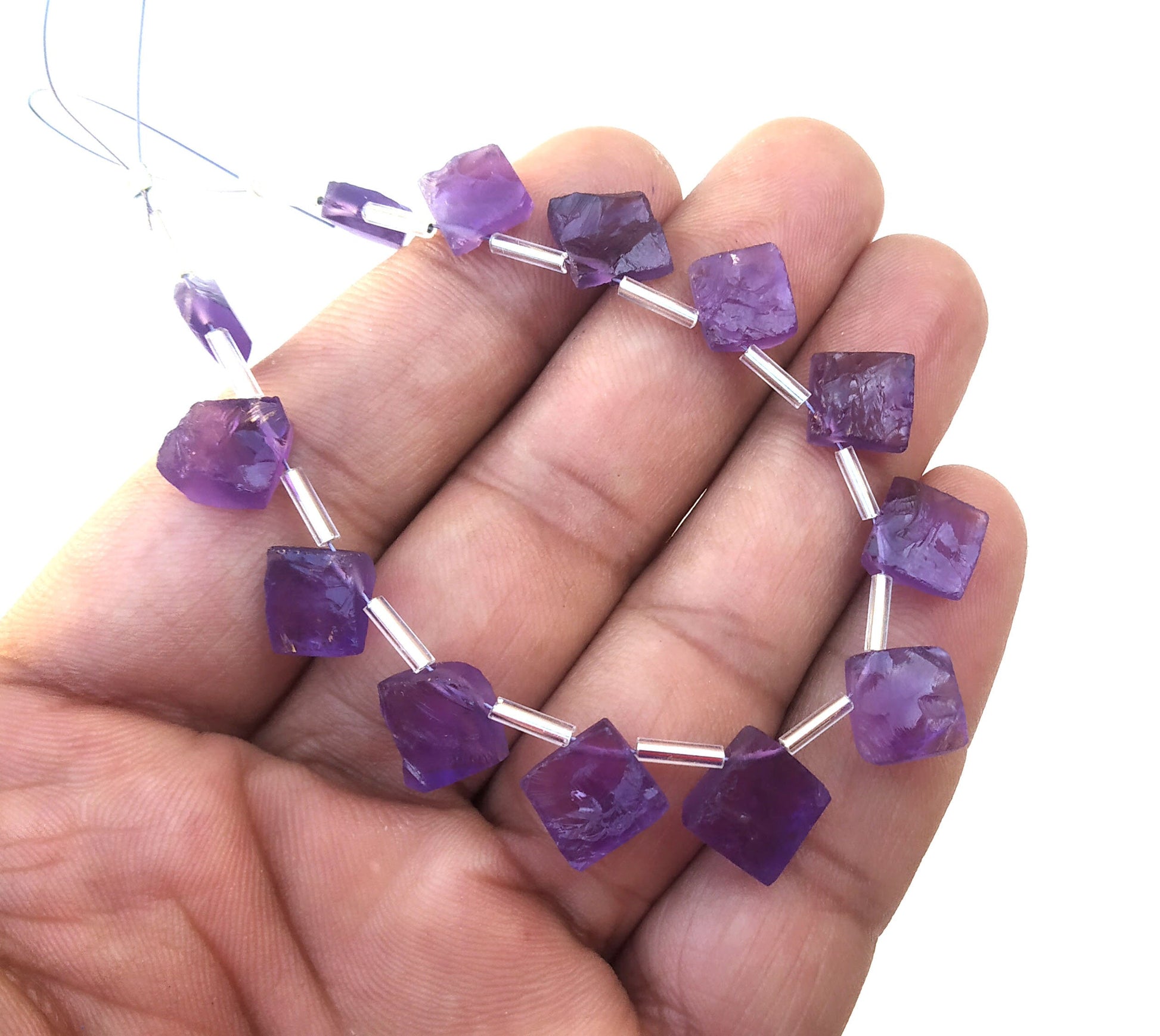 Immaculate Gems Natural Blue Amethyst Gemstone,Uneven Square Shape Rough,13 Pieces Size 8-10 MM Making Birthstone Jewelry Wholesale Price