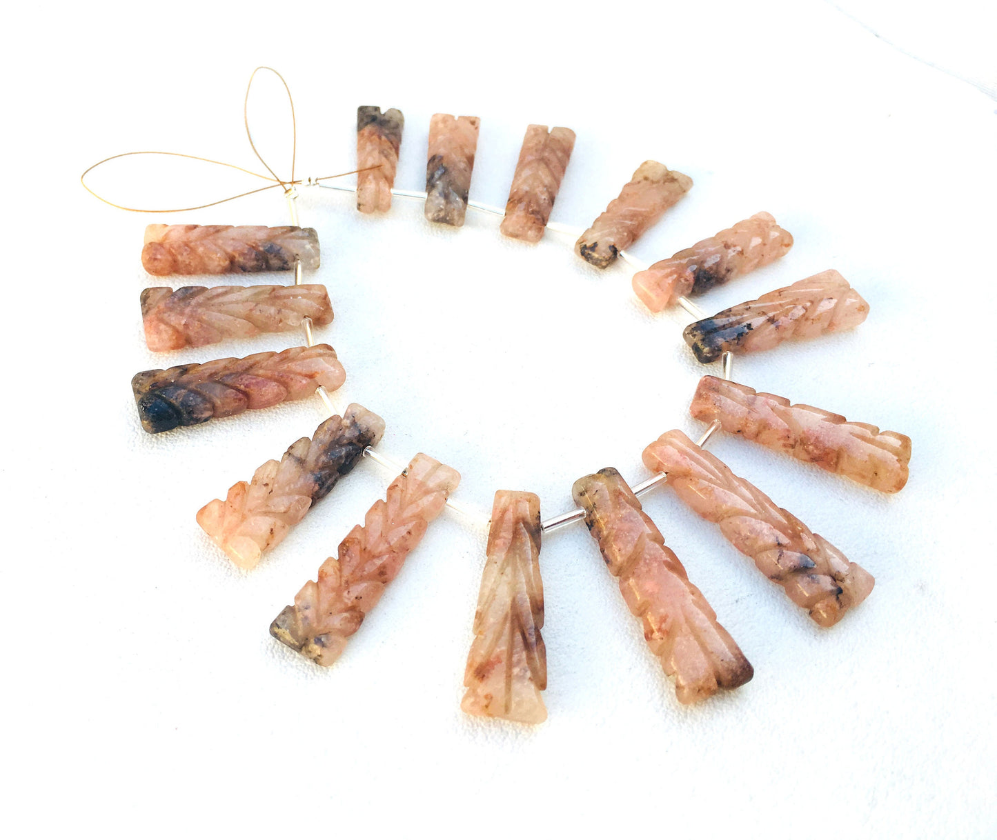 Unique Specimen 15 Piece 1 Strand Natural Rhodonite Gemstone,Fancy Shape Carving Cut,Size 9x30-10x36 MM Making Jewelry Wholesale Price