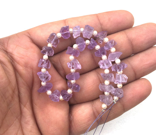 Fabulous Gems AAA Quality 1 Strand Natural Untreate Gemstone, 50 Pieces Center Drill Rough Size 6-8 MM Making Handmade Jewelry Wholesale