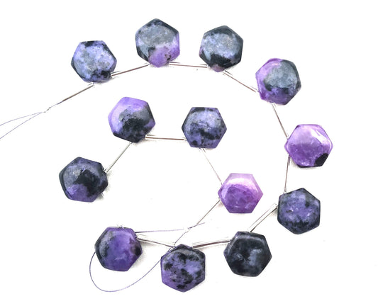 Gorgeous Gemstone 1 Strand Natural Charoite Stone,13 Pieces Hexagon Shape Smooth Briolette Beads Size 13-14 MM Making Jewelry Wholesale Rate