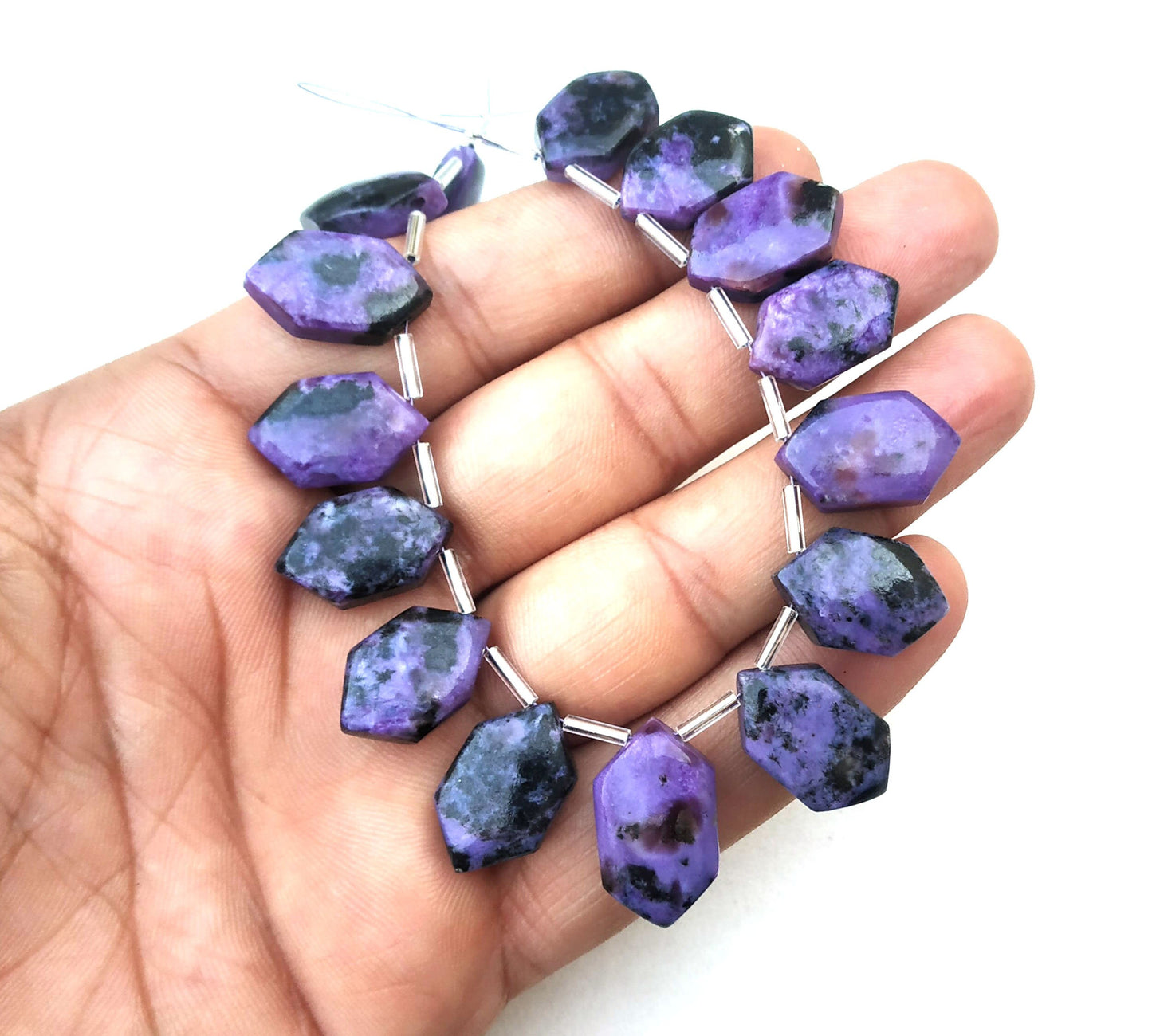 15 Pieces Natural Charoite Gemstone,Fancy Shape Smooth Briolette Beads,Super Fine Quality Size 10x17-12x21 MM Making Jewelry Wholesale Rate