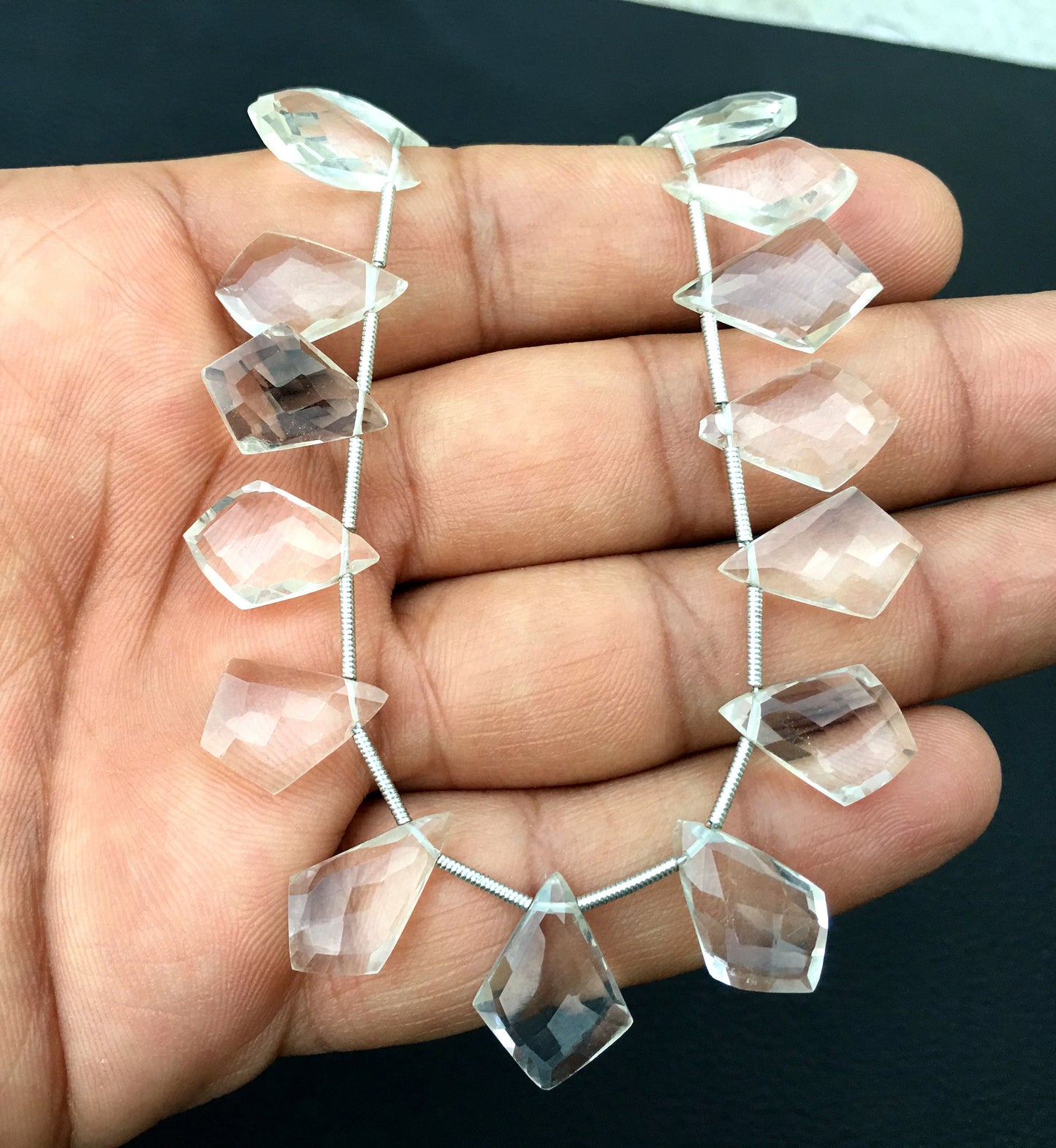 AAA Quality 23 Pieces Natural Crystal Quartz Gemstone,Faceted Fancy Shape,Size 10x15-12x17 MM Briolette Beads Making Jewelry Wholesale Price