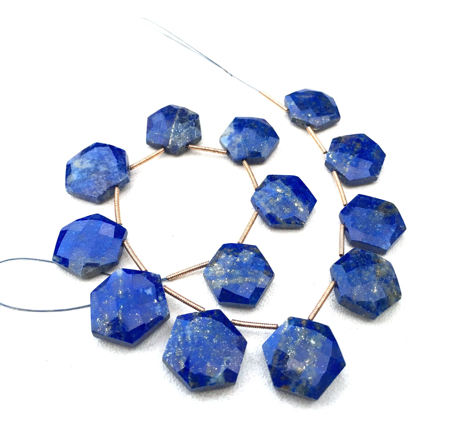 Natural Lapis Lazuli Gemstone,1 Strand Faceted Hexagon shape,13 Pieces Size 14-15 MM Briolette Beads, Making Blue Jewelry Wholesale Price