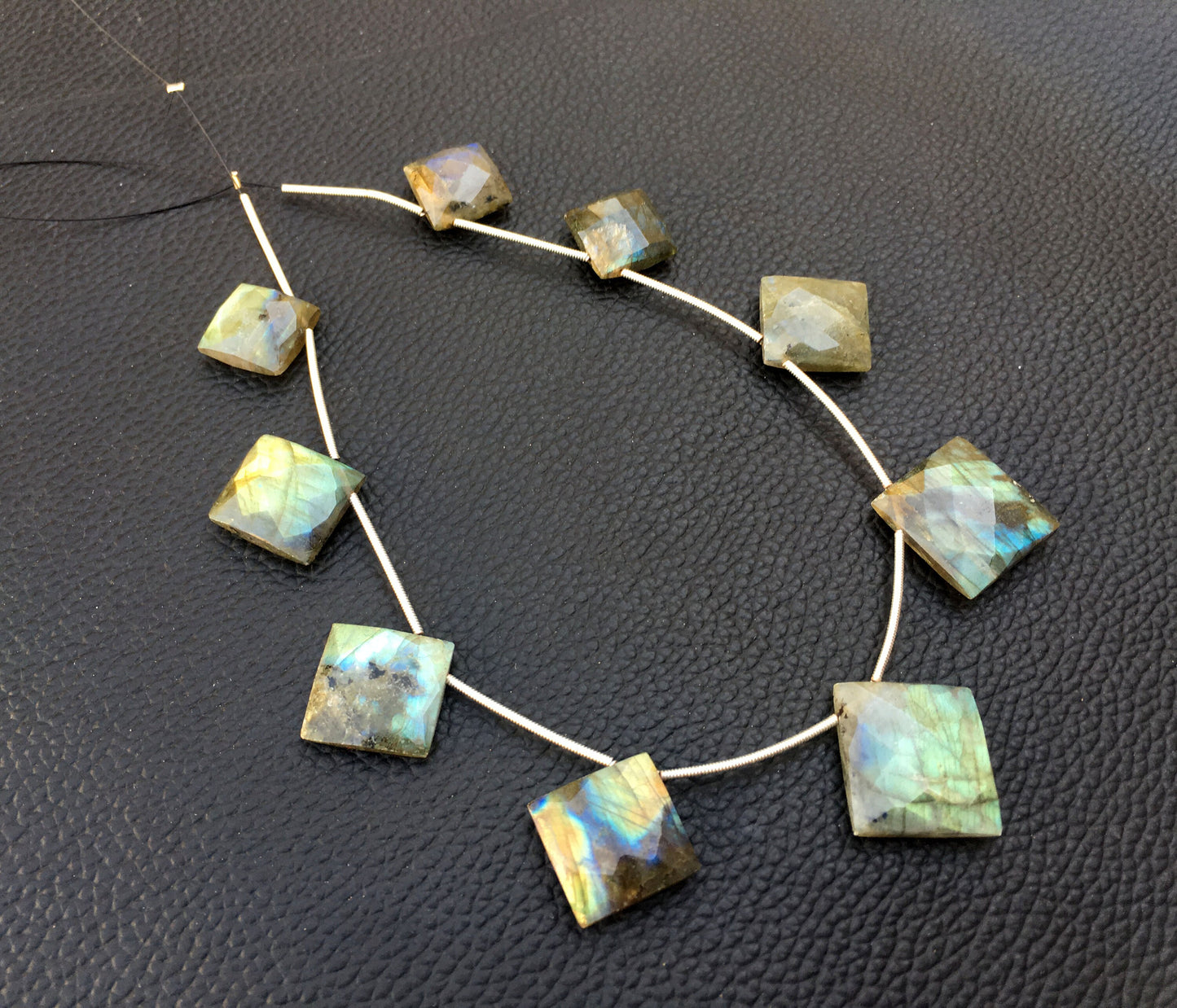 Awesome Quality 1 Strand Natural Labradorite,Faceted Square Shape Blue Flash,Size 13-17 MM,9 Piece Briolette Beads,Making jewelry Wholesale