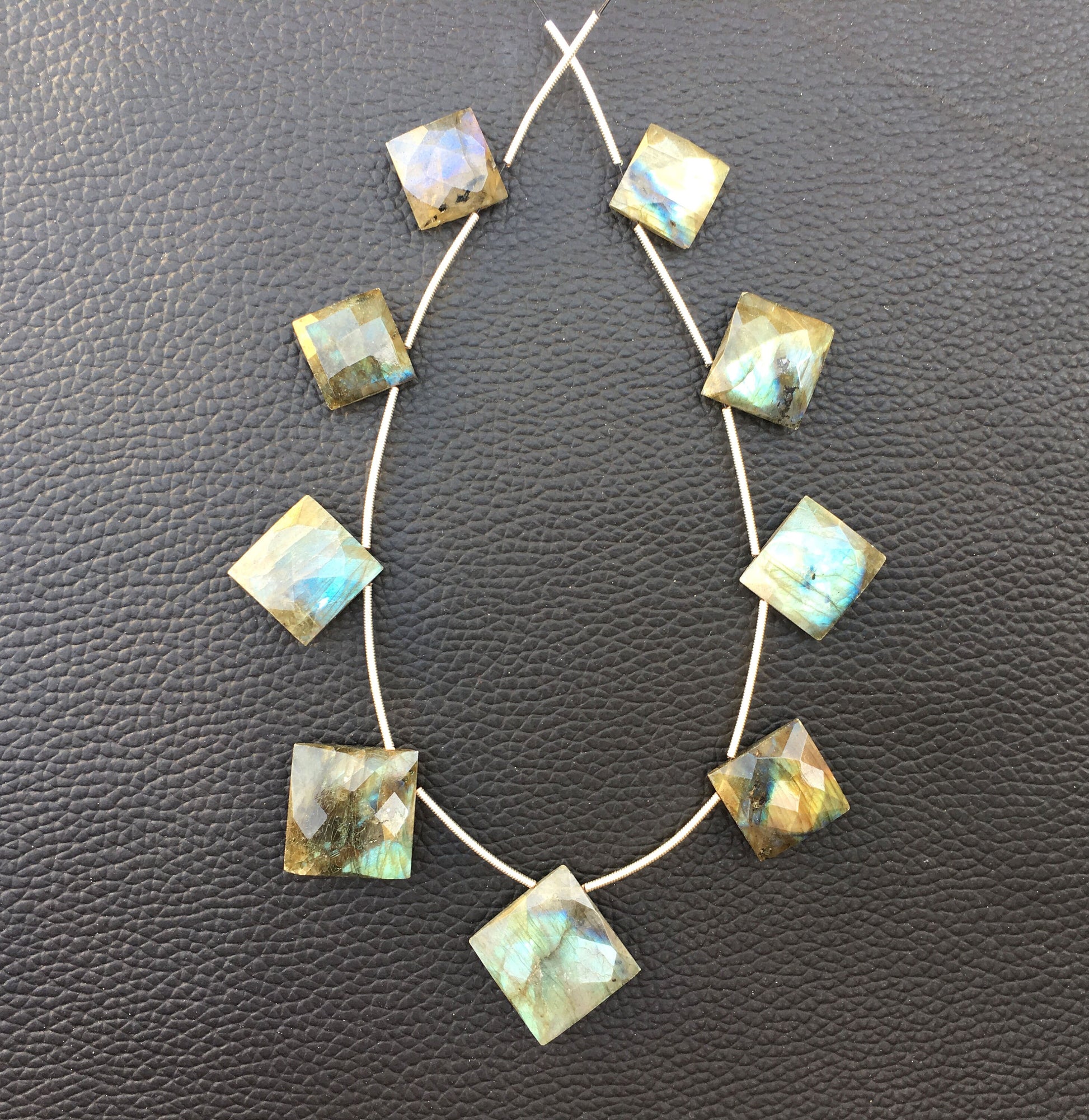 Awesome Quality 1 Strand Natural Labradorite,Faceted Square Shape Blue Flash,Size 13-17 MM,9 Piece Briolette Beads,Making jewelry Wholesale