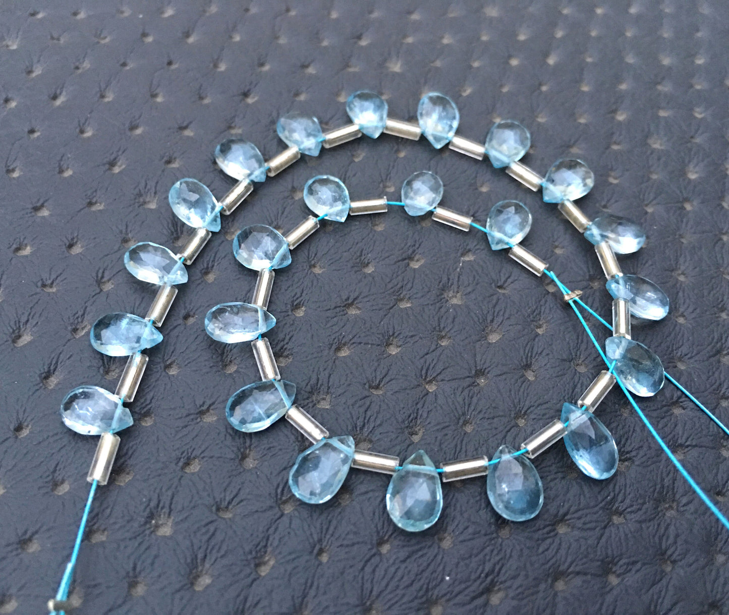 December Birthstone Sale 1 Strand Natural Blue Topaz Gemstone,23 Pcs Faceted Pear shape Beads,Size 4x6-5x8 MM Stone,Making Jewelry Wholesale