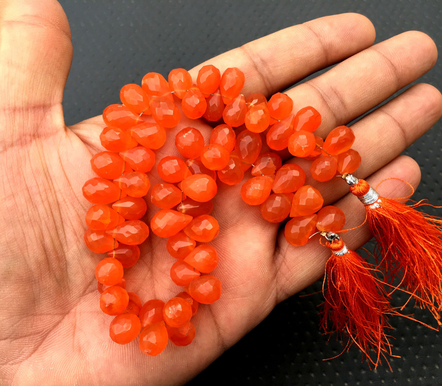 Genuine Quality 1 Strand Natural Carnelian Gemstone,Faceted Teardrop Shape Beads,Size 7x10-8x13 MM Briolette Beads Making Jewelry Wholesale