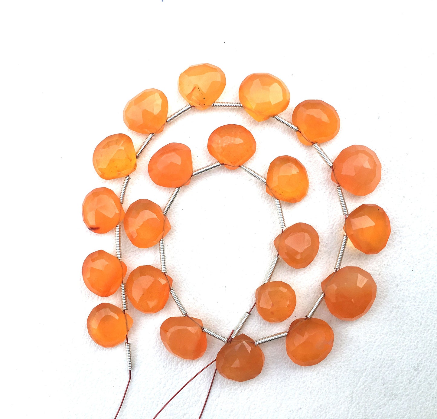 Orange Gems Beads 1 Strand Natural Carnelian Gemstone, 21 Pieces,Faceted Heart shape Size 10-12 MM,Briolette Beads Making jewelry Wholesale