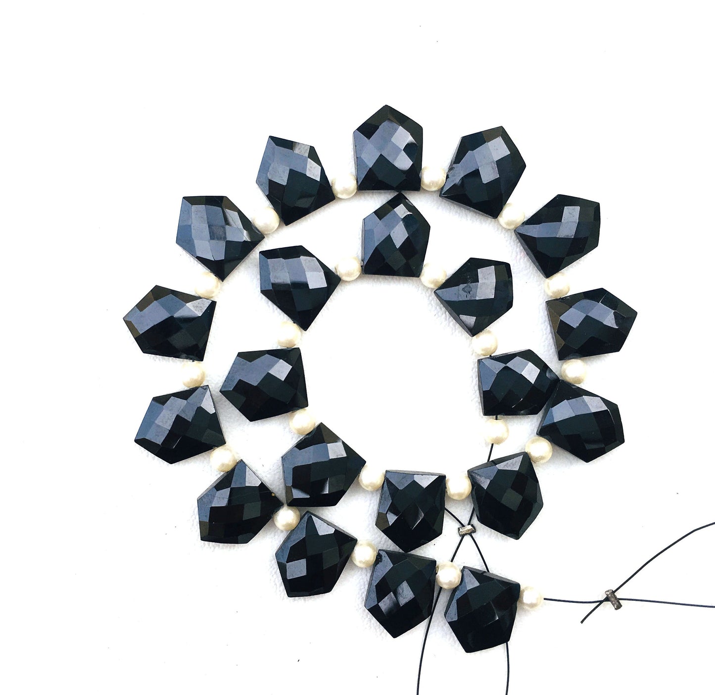 AAA Quality 1 Strand Natural Black Spinel Gemstone,21 Pieces Faceted Pentagon shape Briolette Beads,Size 10x12-10x13 MM Wholesale Price