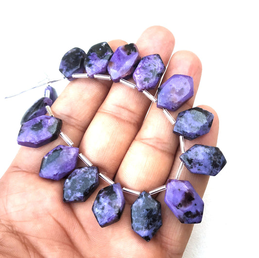 15 Pieces Natural Charoite Gemstone,Fancy Shape Smooth Briolette Beads,Super Fine Quality Size 10x17-12x21 MM Making Jewelry Wholesale Rate