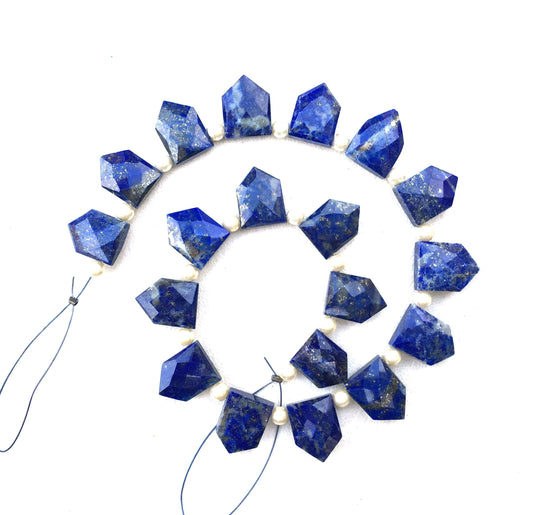 19 Pieces Natural Lapis Lazuli Gemstone,Faceted Pentagon Shape Beads,Size 10x13 MM Briolette Beads, Genuine Blue Making Jewelry Wholesale