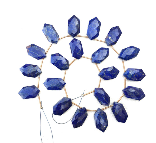 Very Gorgeous 20 Pieces Natural Lapis Lazuli Gemstone,1 Strand Faceted Fancy Shape Size 10x19-11x21 MM Beads,Making Jewelry Wholesale Price