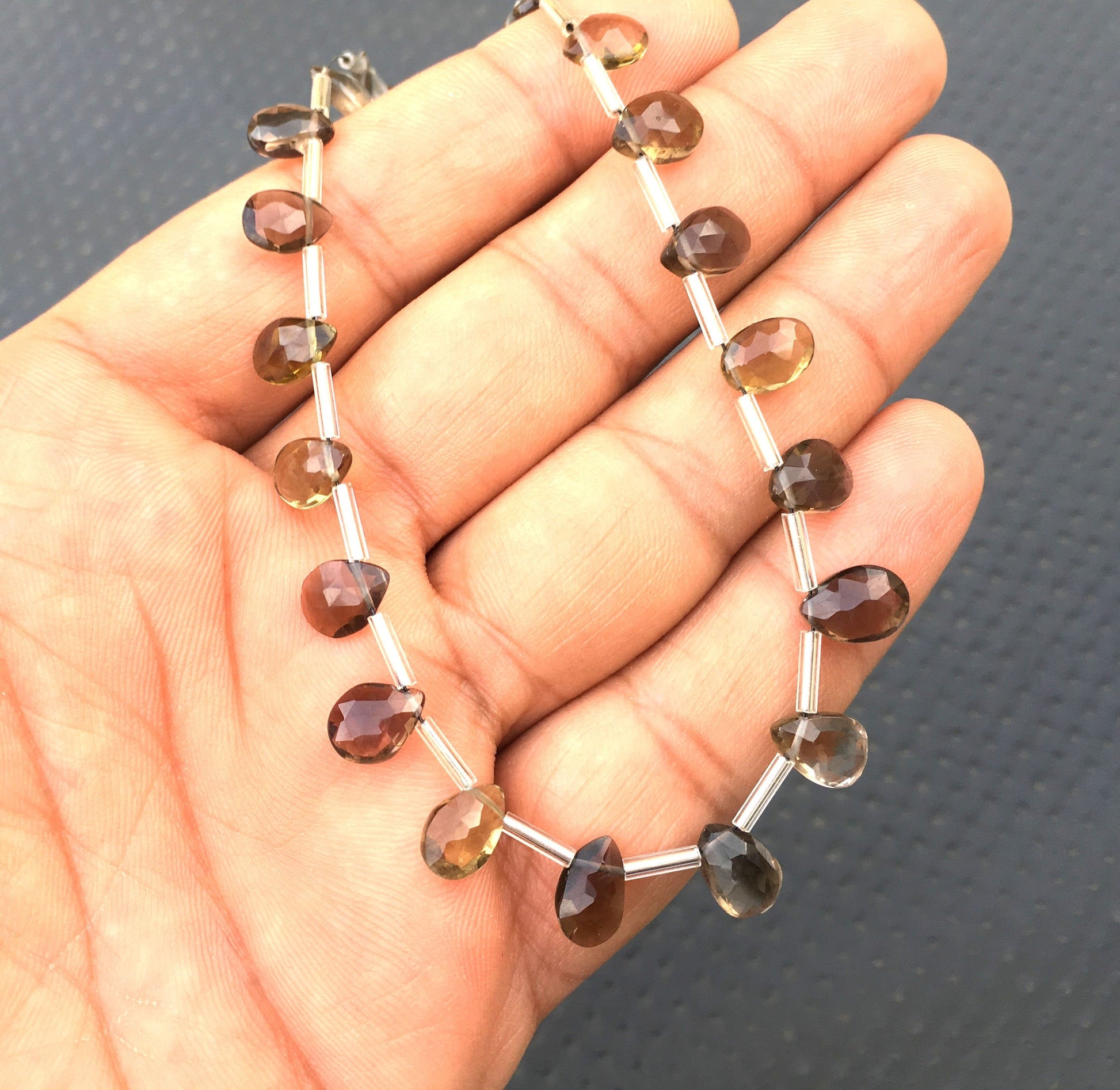 Fantastic Quality 1 Strand Bio Smoky Quartz Gemstone, 25 Piece Faceted Pear Shape Beads,Size 5x8-6x9 MM Beads Making Jewelry Wholesale Price