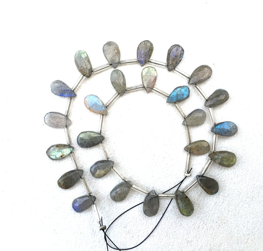 Natural Labradorite Gemstone, 25 Pieces Faceted pear Shape Beads, size 5x7-6x10 MM Blue Flashy Briolette Beads, Making Jewelry Wholesale