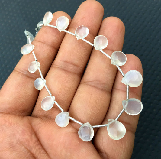 Natural White Moonstone, 21 Pieces Faceted Pear shape Beads,Size 6x7-8x10 MM Gemstone Briolette Beads,Making Moonstone Jewelry Wholesale