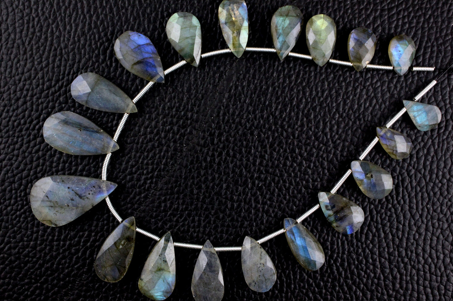 Genuine quality 19 pieces Natural Labradorite Gemstone,Faceted Pear Shape Size 6x11-14x22 MM,Briolette Beads,Blue Flashy Making Jewelry